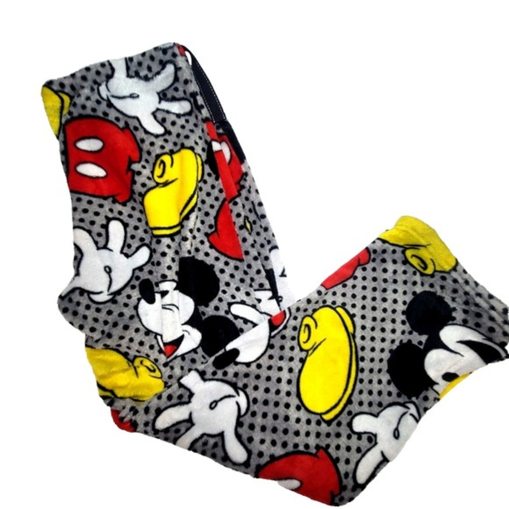 Disney Mickey Mouse Womens Pajama Pants Large Fleece Lounge Sleepwear Drawstring